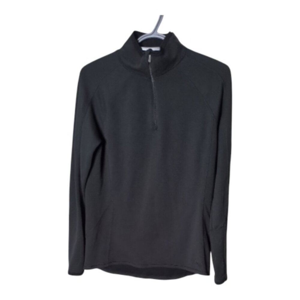 L.L. Bean Men's Midweight Base Layer 1/4 Zip Mockneck Size‎ M Thumbholes Black